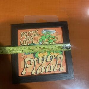 Peace Love Pizza Wall Art - Orange and Green